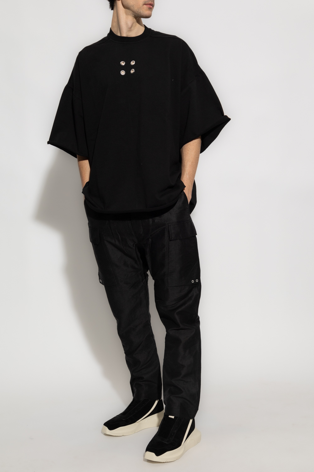 Tシャツ・カットソー RICK OWENS FW24 COTTON T-SHIRT (RU02D6258 UC35) Rick Owens cotton t-shirt Jumbo T men's brown color smooth